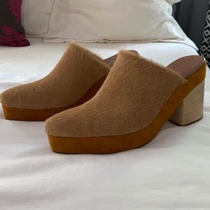 Rachel Comey hair on hide platform clogs